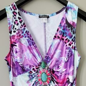 Venus Embellished V Neck Dress